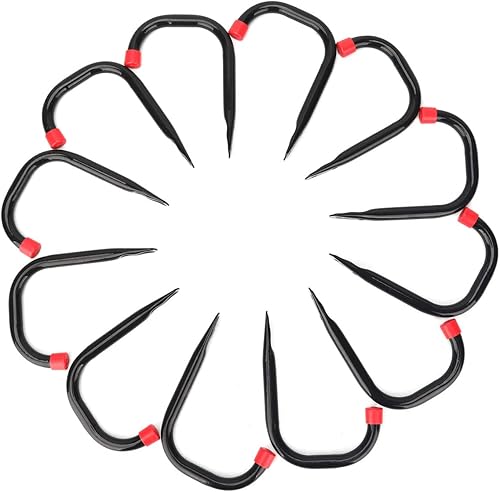 Miniatura 4 de Paquete de 12 ganchos en J de almacenamiento de garaje, perchas resistentes de 4.1 pulgadas para montaje en pared, color negro y rojo, 5.6 x 4.1 x