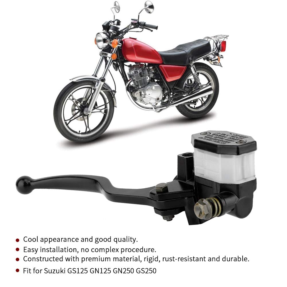 Levier de Maître-Cylindre de Frein Droit pour GS125 GN125 GN250 GS250,Alliage d'Aluminium Résistant à la, Installation Rapide Sans Outils, Compatible avec les Systèmes de