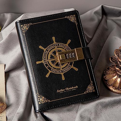 Image of TIEFOSSI Journal With Lock-Journal For Boys-Travel Sailor Writing Diary With Lock-B6 Personal Planner Organizers-As Gift For Girls Women Men, 7.87 X 5.51 In, 224 Pages