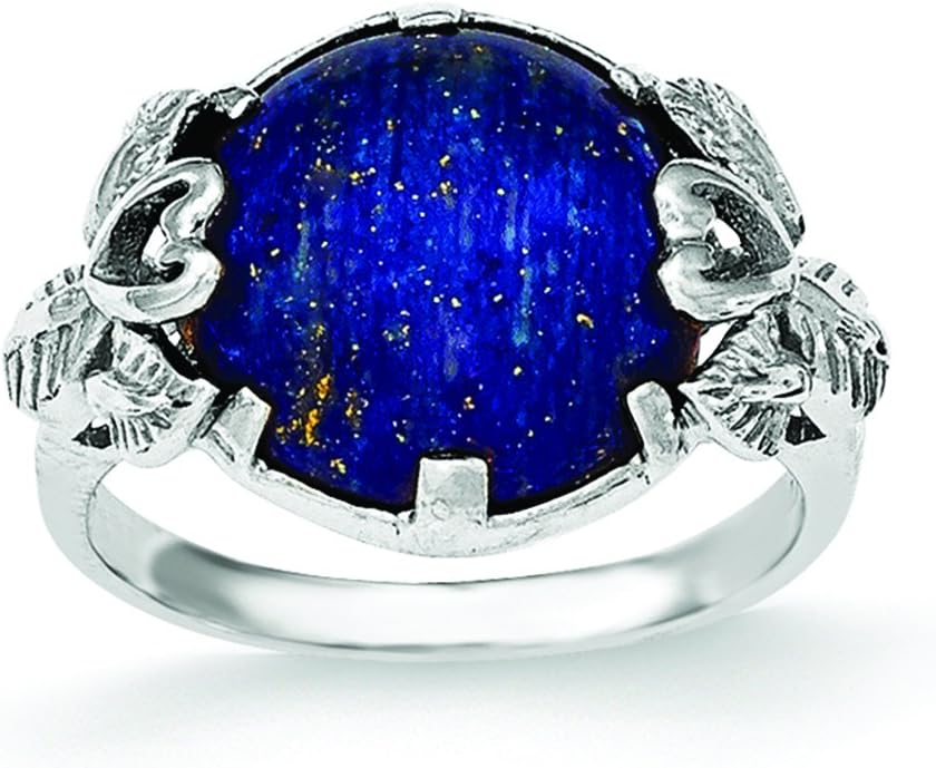 West Coast Jewelry Sterling Silver Rhodium-Plated with Lapis Lazuli Ring - Size 7