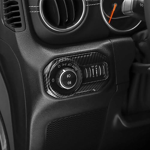 Miniatura 6 de JeCar Cubierta decorativa de fibra de carbono para el interior del panel del interruptor de los faros delanteros para Jeep Wrangler JL JLU y