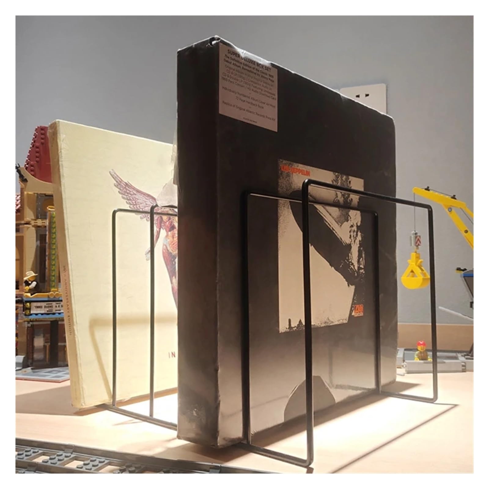 Porta Vinili Portaoggetti in Ferro Metallico for portadischi LP, portariviste, scaffale da scrivania, Organo(L)