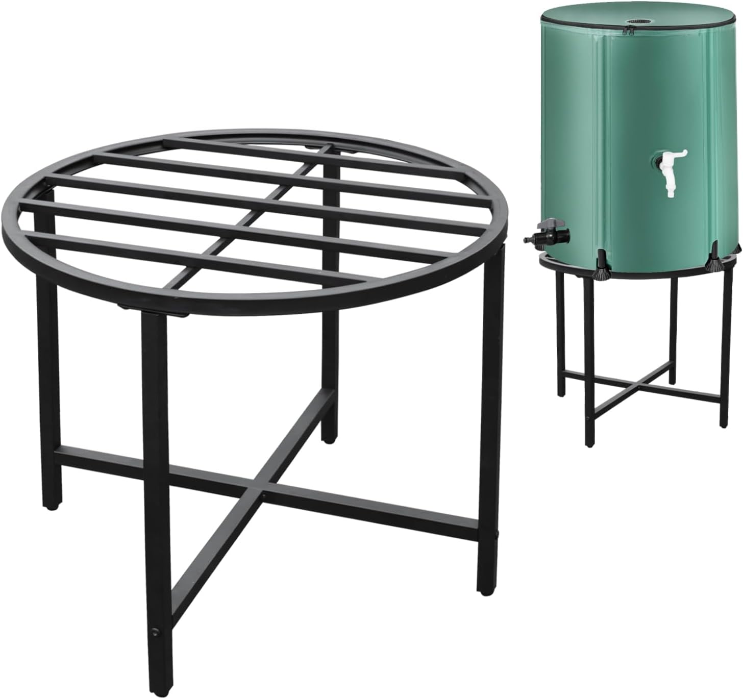 Stainless Steel Rain Barrel Stand, Rain Water Collection Barrel Stand, Heavy Duty Water Collection Base for 45/50/55 Gallon Plastic Rain Barrel