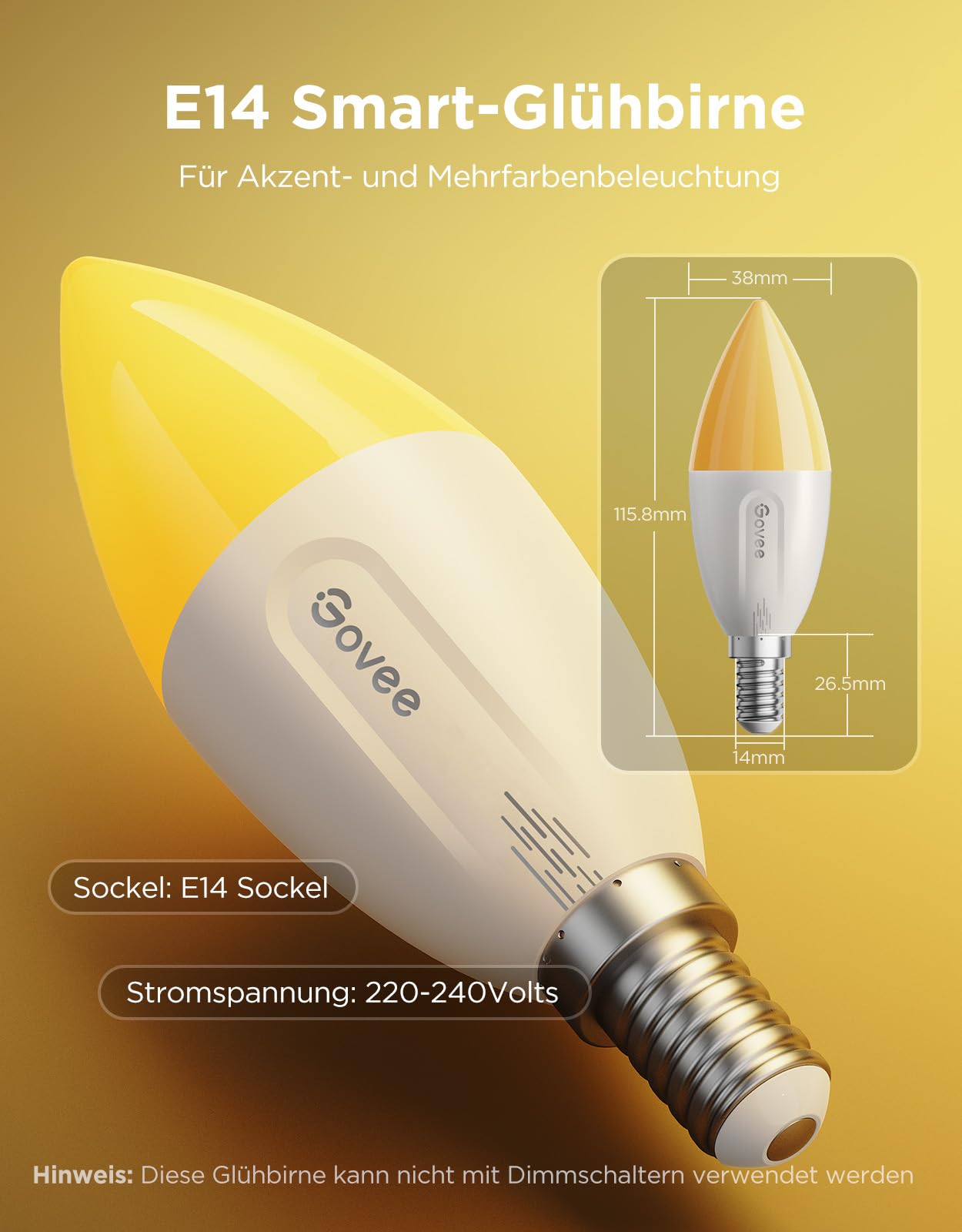 Govee Bombilla LED E27 2pack, GU10 4pack y E14 2pack,Compatible con SmartThings, Matter, Alexa y Google Assistant