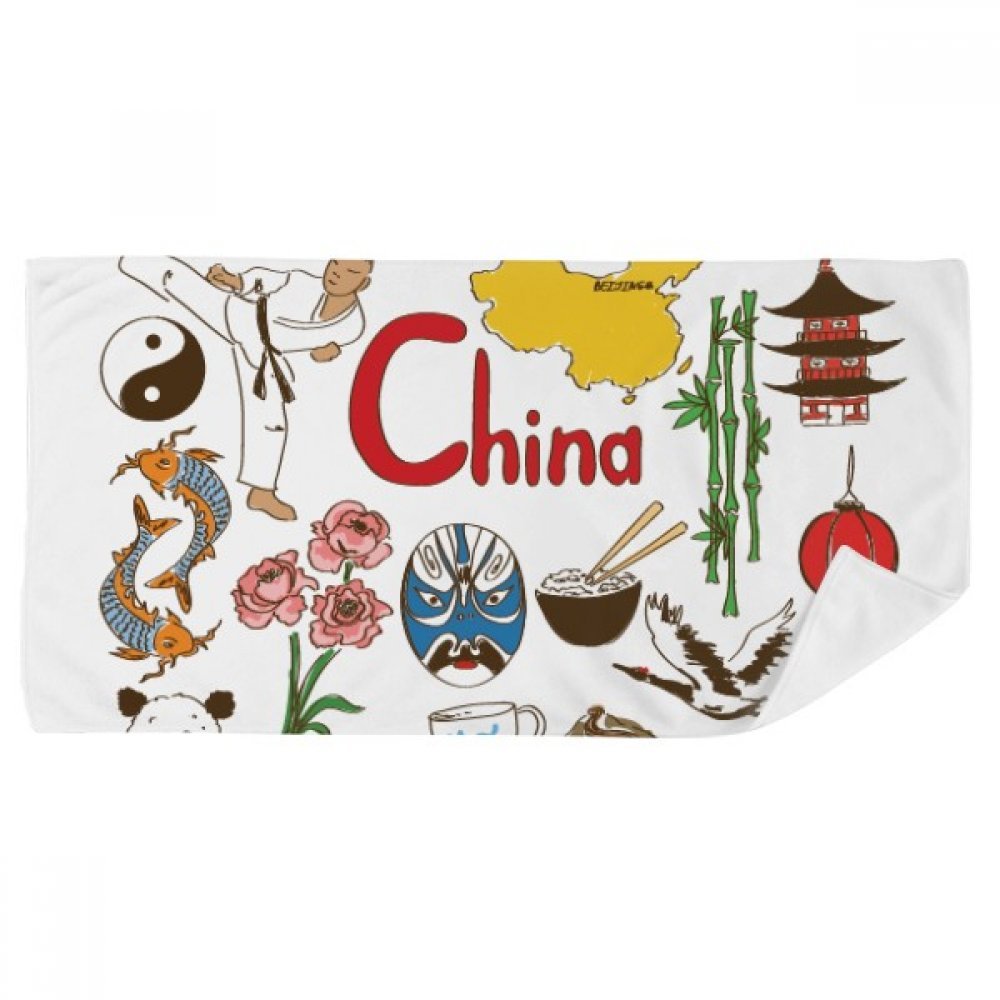 Serviette panda Chine paysage 35x70cm un cadeau original et doux pour vos proches