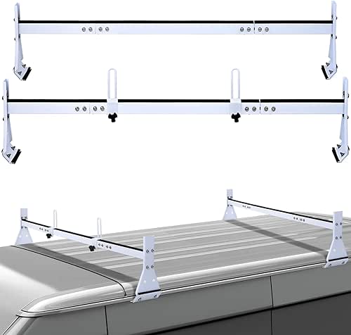 Van Ladder Roof Racks, Adjustable Length 57-63“,Upgraded Anti Collapse 5-Section