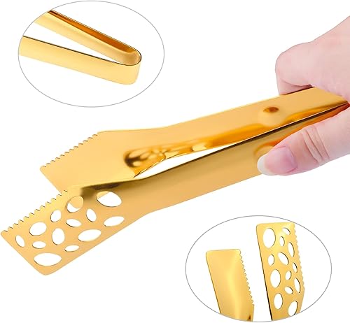 Miniatura 8 de Paquete de 2 pinzas de cocina para cocinar, pinzas de acero inoxidable dorado de 10 pulgadas para parrilla, utensilios de servir resistentes al