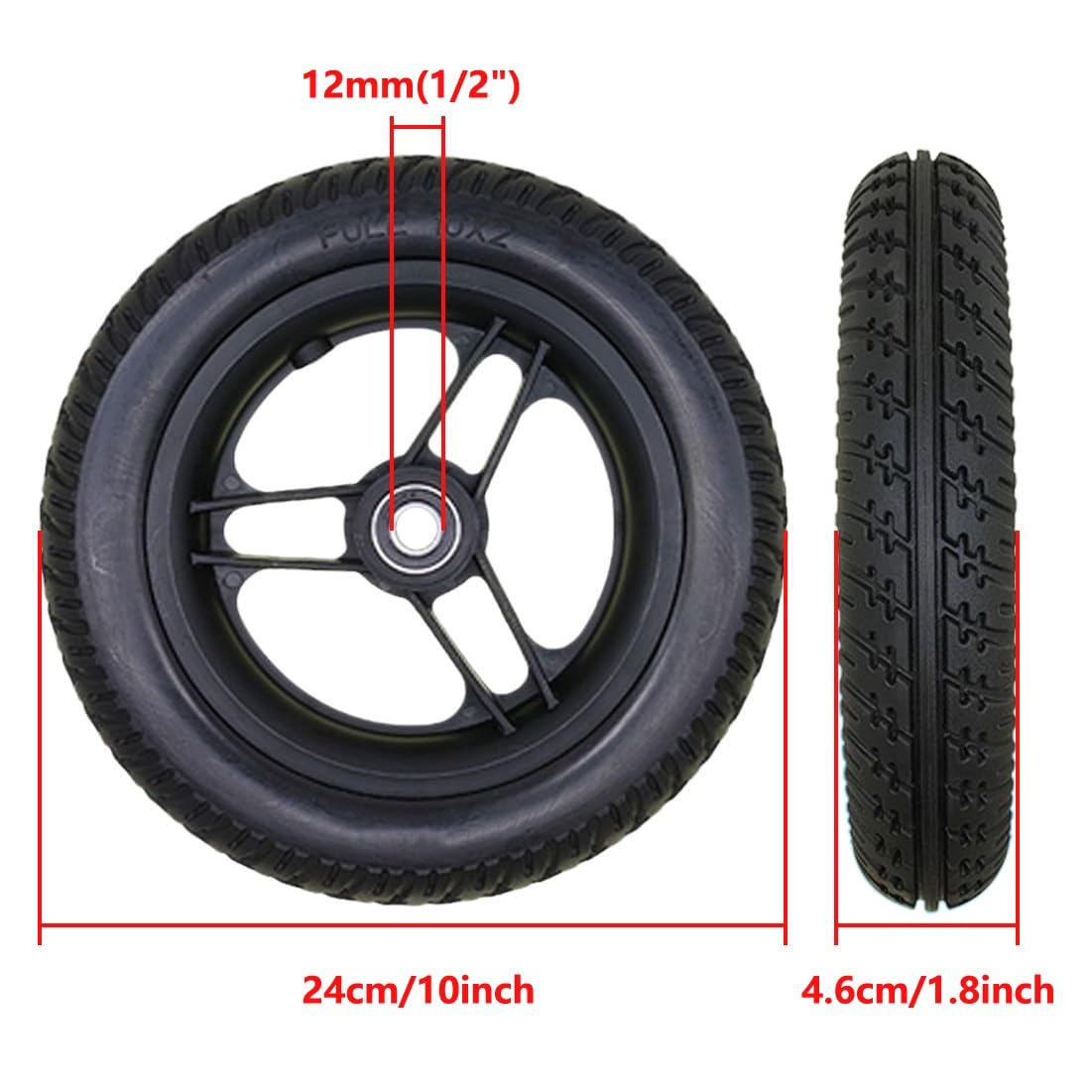 Zamienne 10-calowe Koło Walkera, Low Noise Przednie Koła Wózka Inwalidzkiego Zamienne Oponami do Elektrycznych Wózków Inwalidzkich (1 Para)
