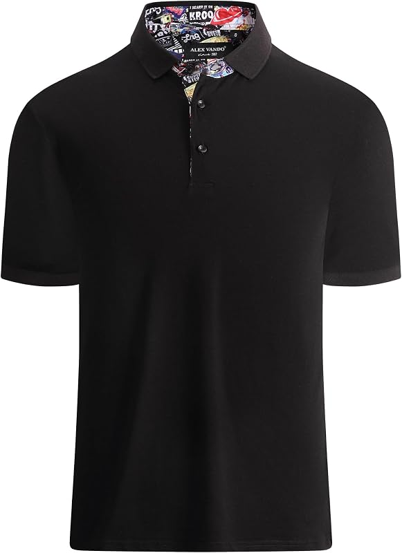 Alex Vando Mens Polo Shirts Short Sleeve Regular Fit Fashion Designed Shirt | Premium fabric, Silky breathable touch, Rich color option, True US Size, Wrinkle resistant, Sports & office versatile styling