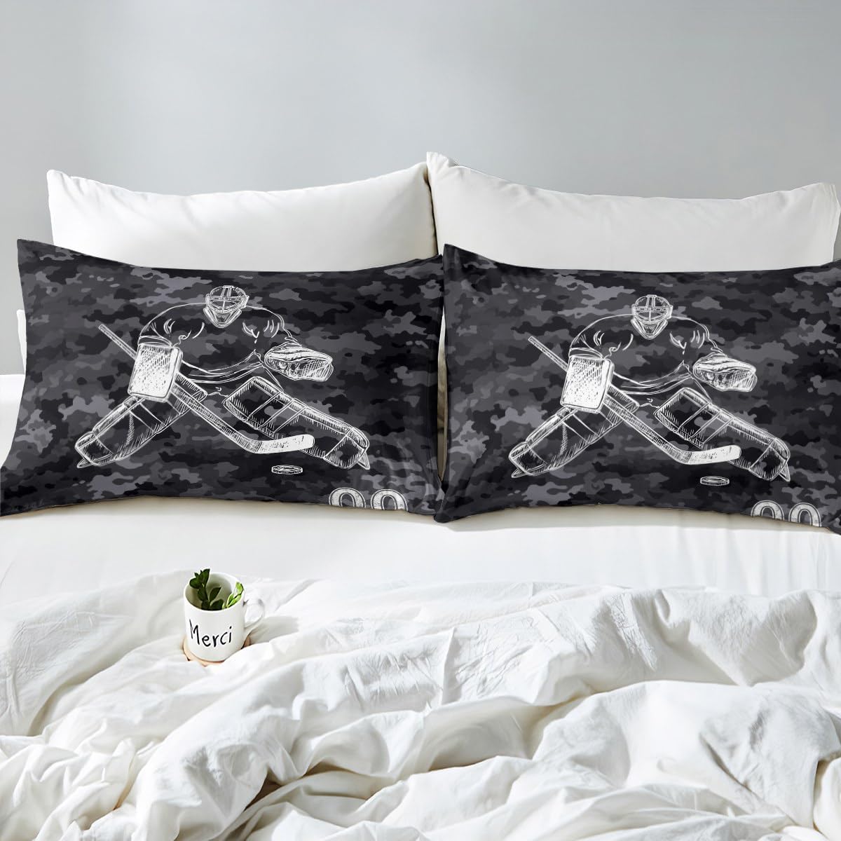 Erosebridal Sports Theme Bedding Set Queen Hockey Fitted Sheet Sport Sheets for Girls Ball Gamer Gaming Bed Sheets for Boys Camouflage Camo Bedding Sets & Collections for Kids Teens