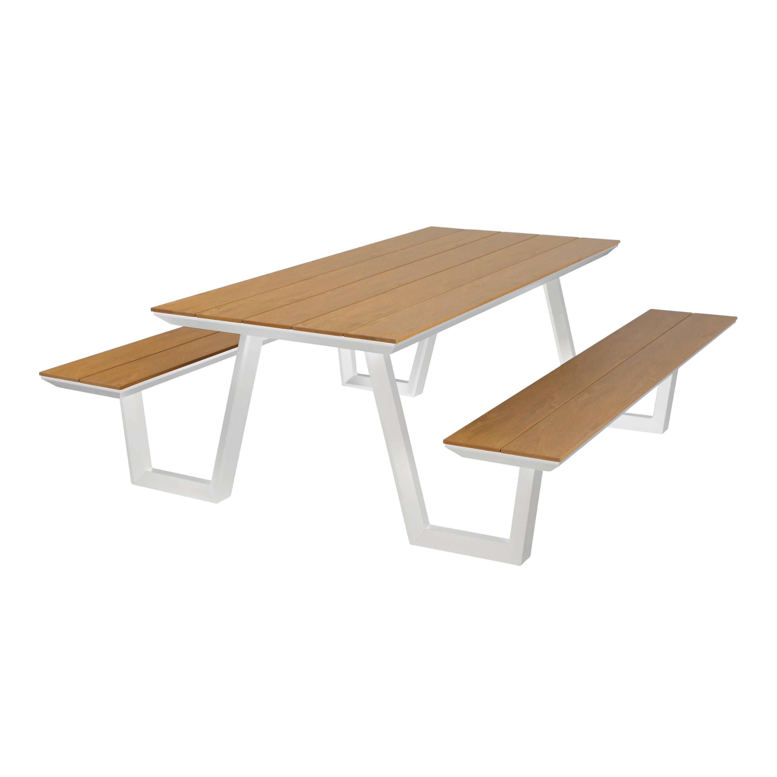 AXI Nori Table De Pique-Nique en Teck, Blanche pour 6 Personnes - 200 X 190 Cm | Table De Jardin/Banc Extérieur pour Adultes en Aluminium & Polywood