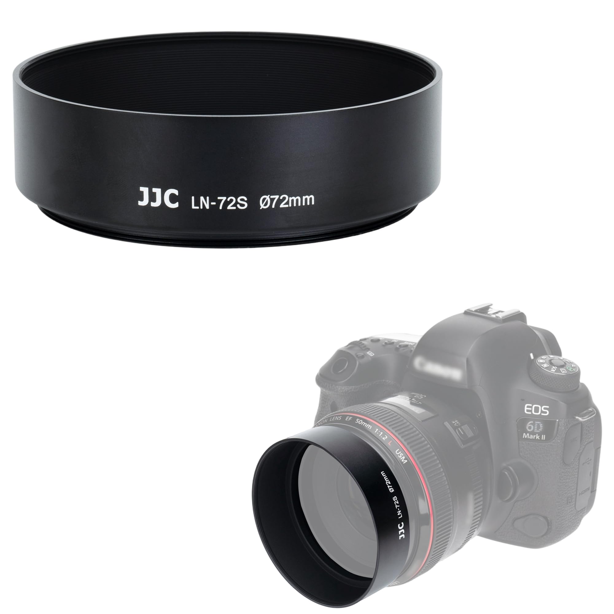JJC 72mm Screw-in Mount Standard Aluminum Metal Lens Hood for Lenses with 72mm Front Filter Thread for Canon EF 50mm f/1.2L USM, EF 85mm f/1.2L II USM