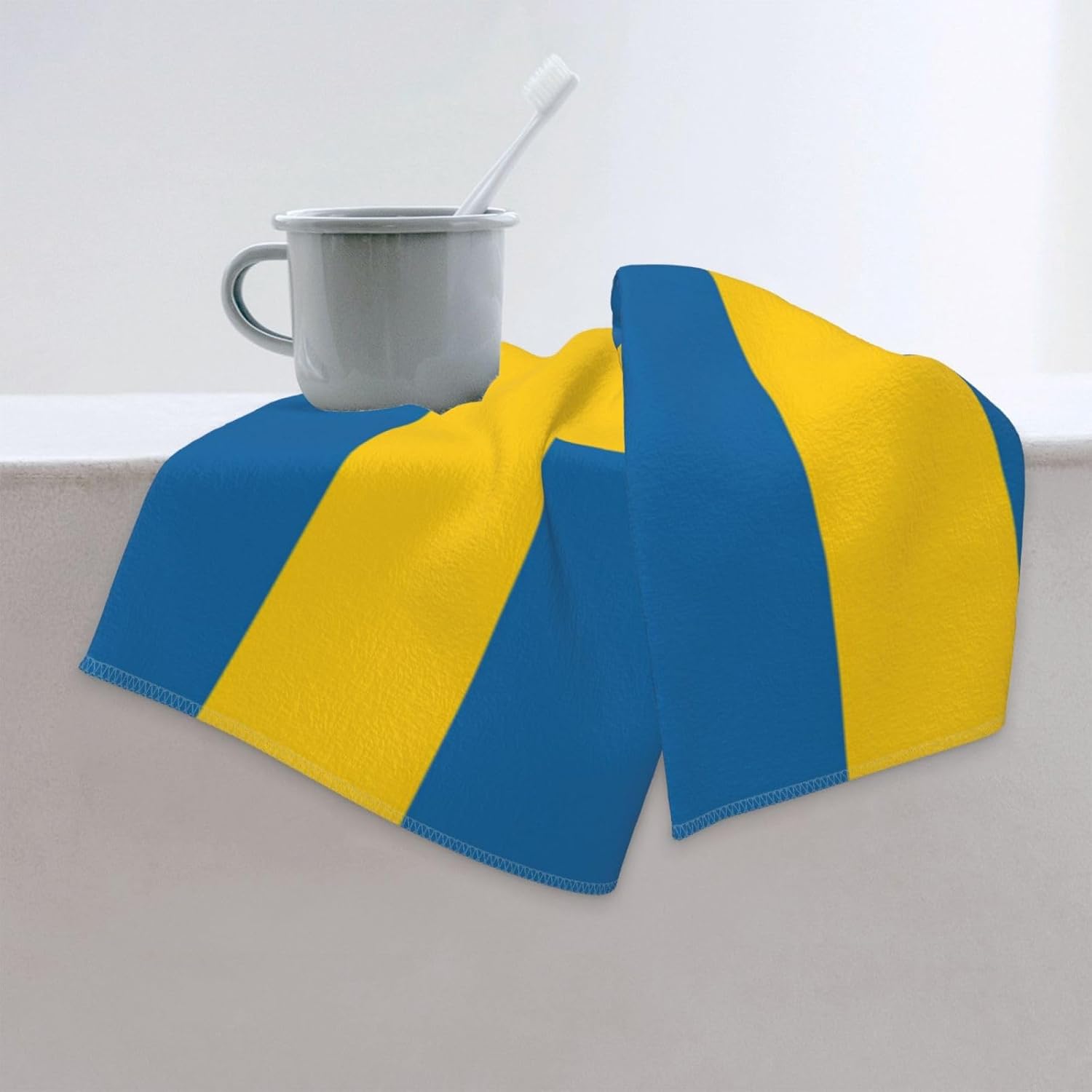 Swedish Flag Print Hand Towels for Kitchen, Decorative Bathroom Towels Decor Farmhouse Cute for Men Women Gifts