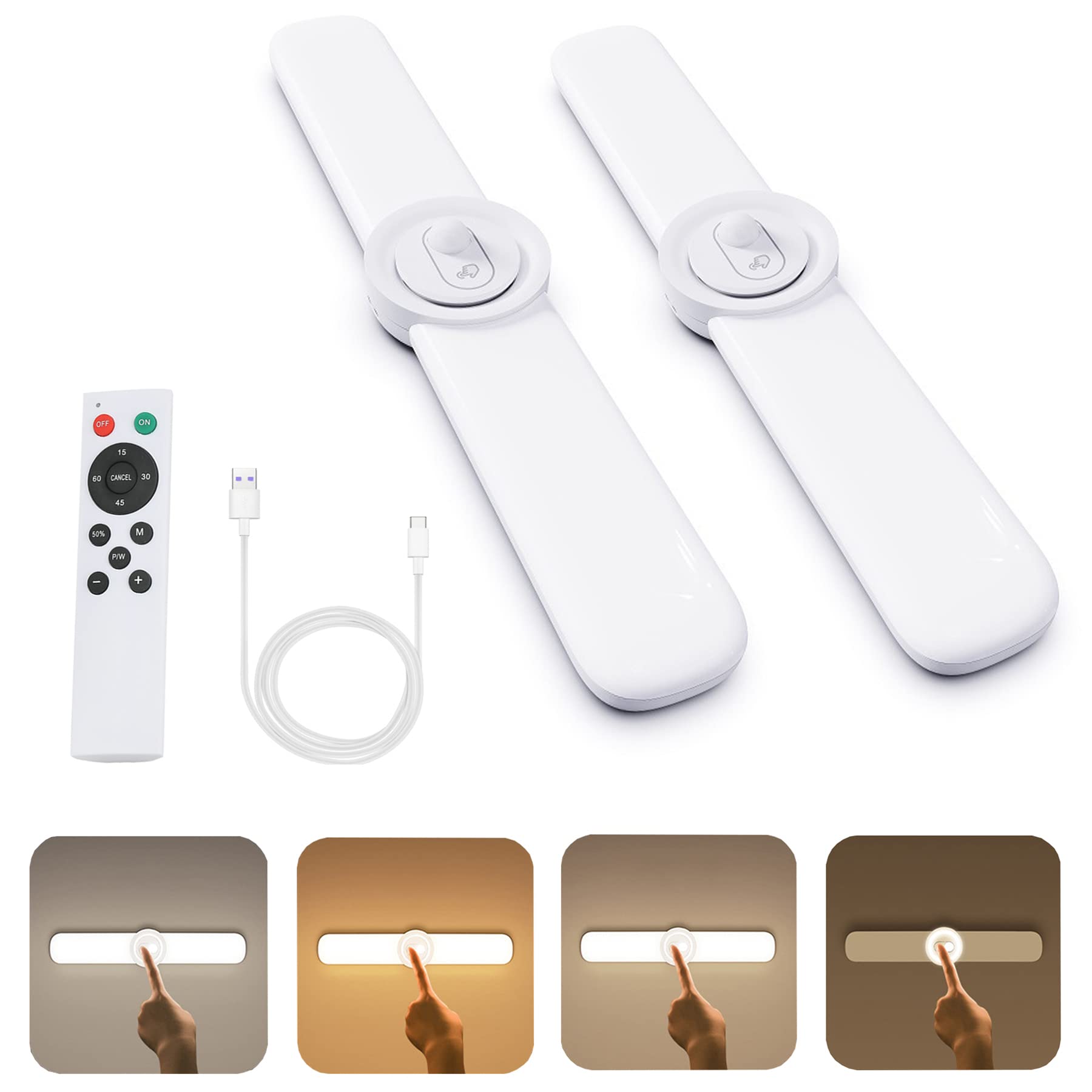 (2 pack)LED Under Cabinet Lights,Motion Sensor Closet Lights with Remote-Control,Stepless Dimming,Wireless Magnetic Install,for Wardrobe,Cupboard,Bedroom,Bathroom,Kitchen