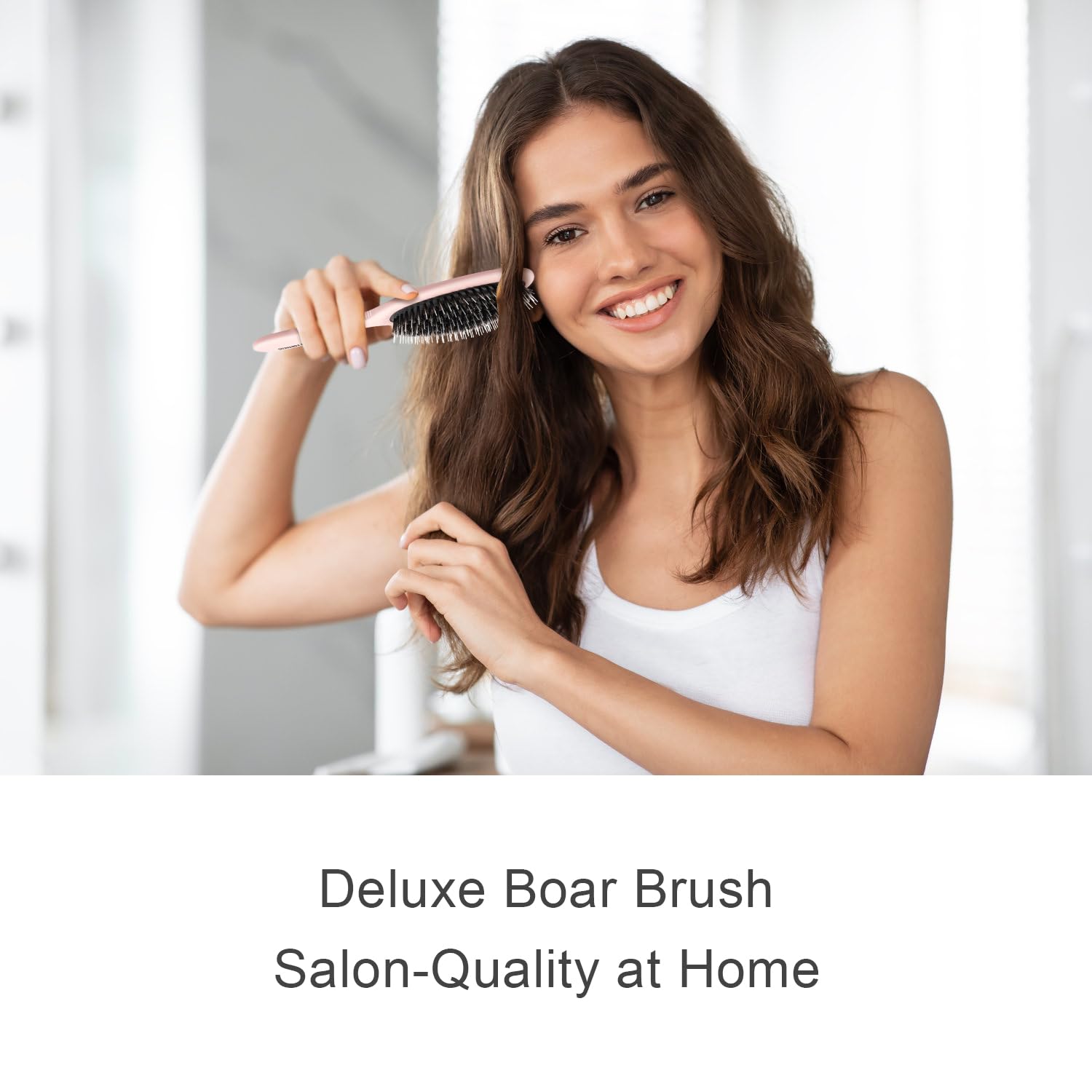 Glidease - Cepillo de cerdas de jabalí de lujo para mujeres y hombres, cepillo desenredante sin esfuerzo, ideal para todo el cabello grueso, fino y fino (rosa)