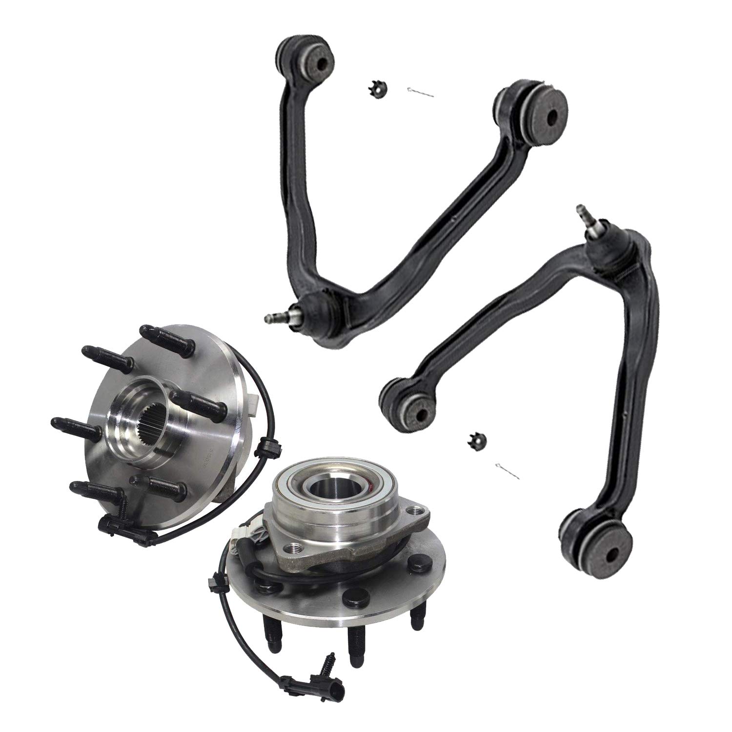 Buy Detroit Axle 4PC Front Upper Control Arms + Front Wheel Bearing & Hub Assemblies for 4WD 6