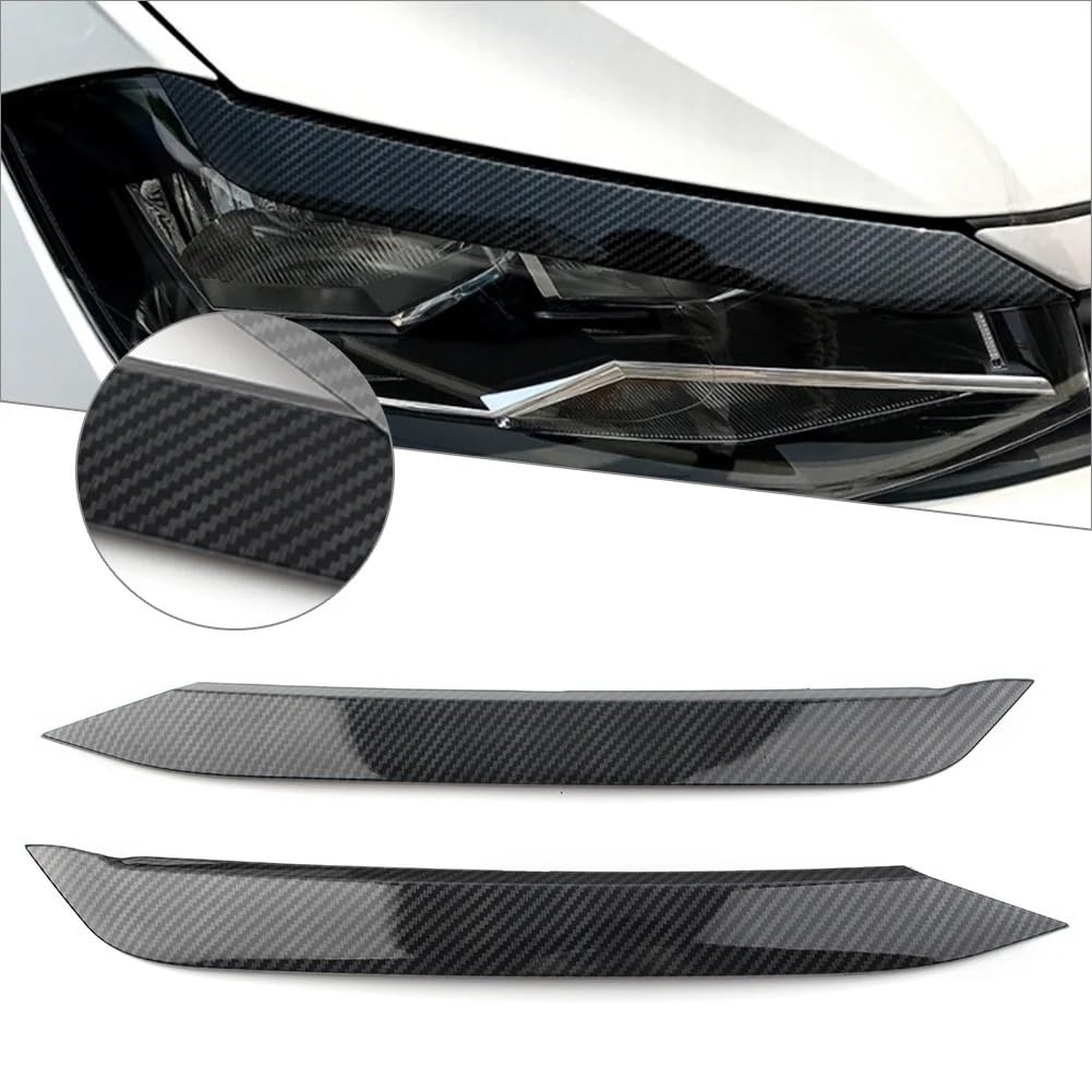 2 pezzi in fibra di carbonio faro for auto lampada sopracciglio palpebra labbro modanatura decorazione della copertura, for VW, for POLO, 2019 2020 Copri-sopracciglia per fari