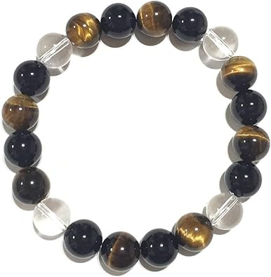 【最強開運】タイガーアイ・オニキス・水晶　天然石パワーストーンブレスレット【金運 Amazon | [Seira] 厄除け 金運 仕事運 天然石 オニキス タイガーアイ