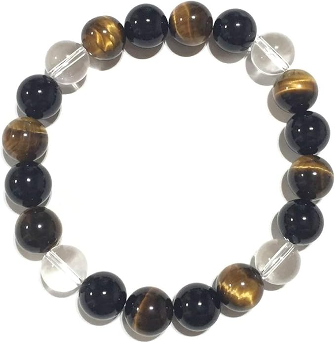 【最強開運】タイガーアイ・オニキス・水晶　天然石パワーストーンブレスレット【金運 パワーストーン ブレスレット 鑑定 天然石 金運 タイガーアイ オニキス