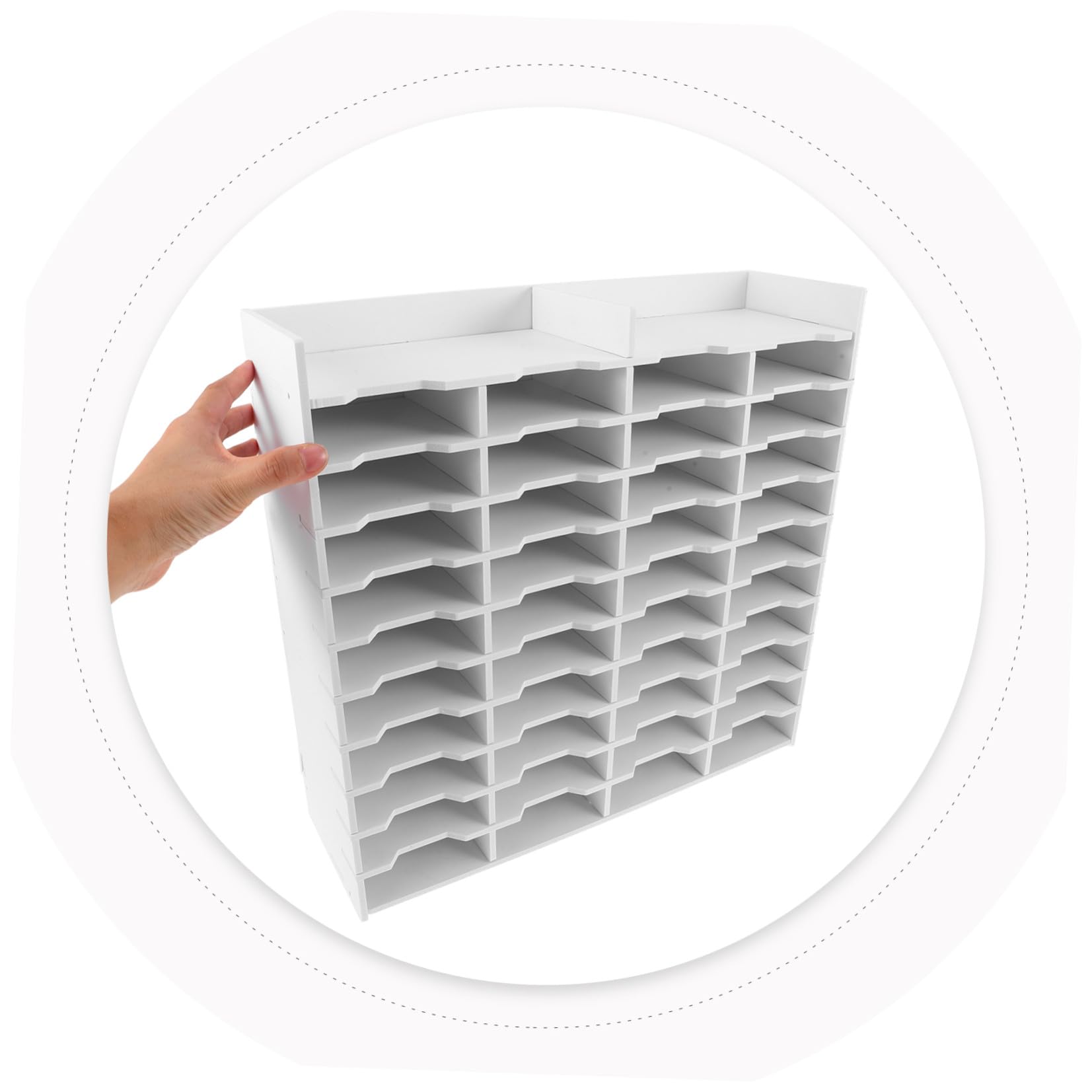 Luxshiny Organizzatore per Pennarelli e Pennelli da Tavolo con 40 Scomparti in Plastica PP Bianco, Contenitore con Divisori per Ufficio e Area, Supporto Verticale Multifunzione