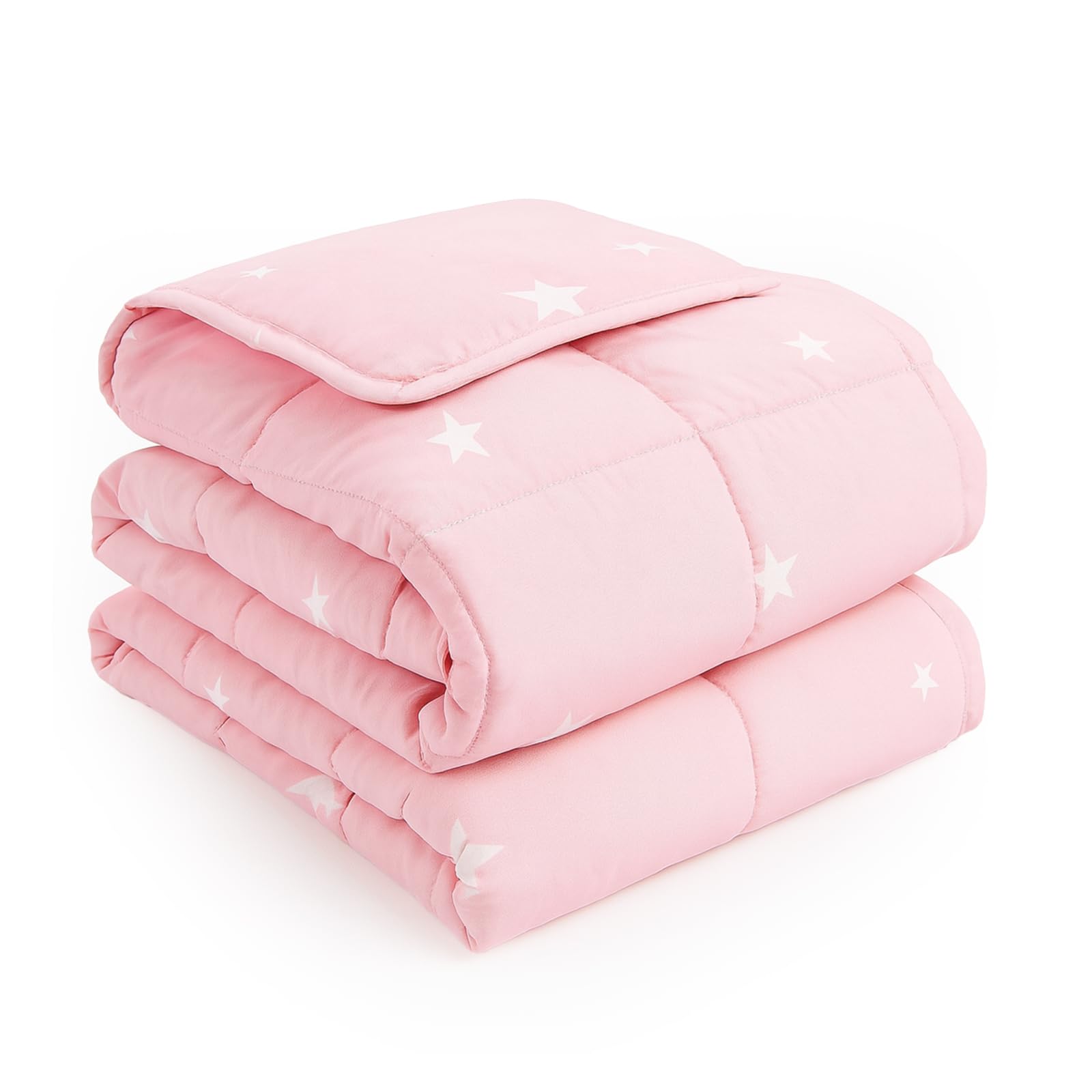 Dreamscene Women's Blush Pink Star Weighted Blanket 3Kg 100 X 150Cm,Gifts For Therapy Anxiety Relief Insomnia Autism Reversible Fluffy Teddy Fleece Throw, (Disclaimer:only Suitable For Age 3+Years)