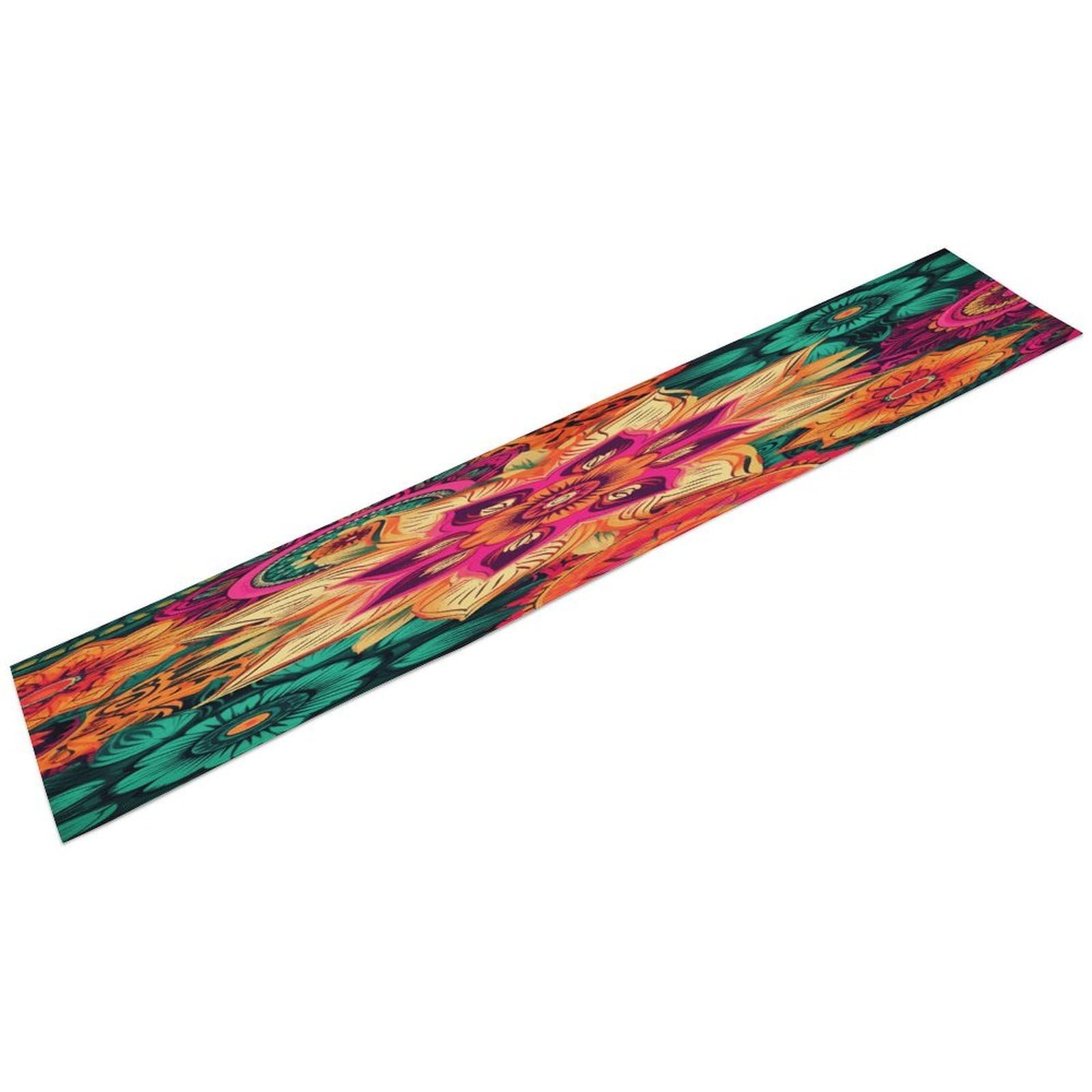 Boho Mandala Colorful Flowers Table Runner 13" X 72" Exquisite Linen Table Runner Wrinkle Resistant Farmhouse Rustic Table Runners Seasonal Table Decoration for Kitchen Dining Home Party