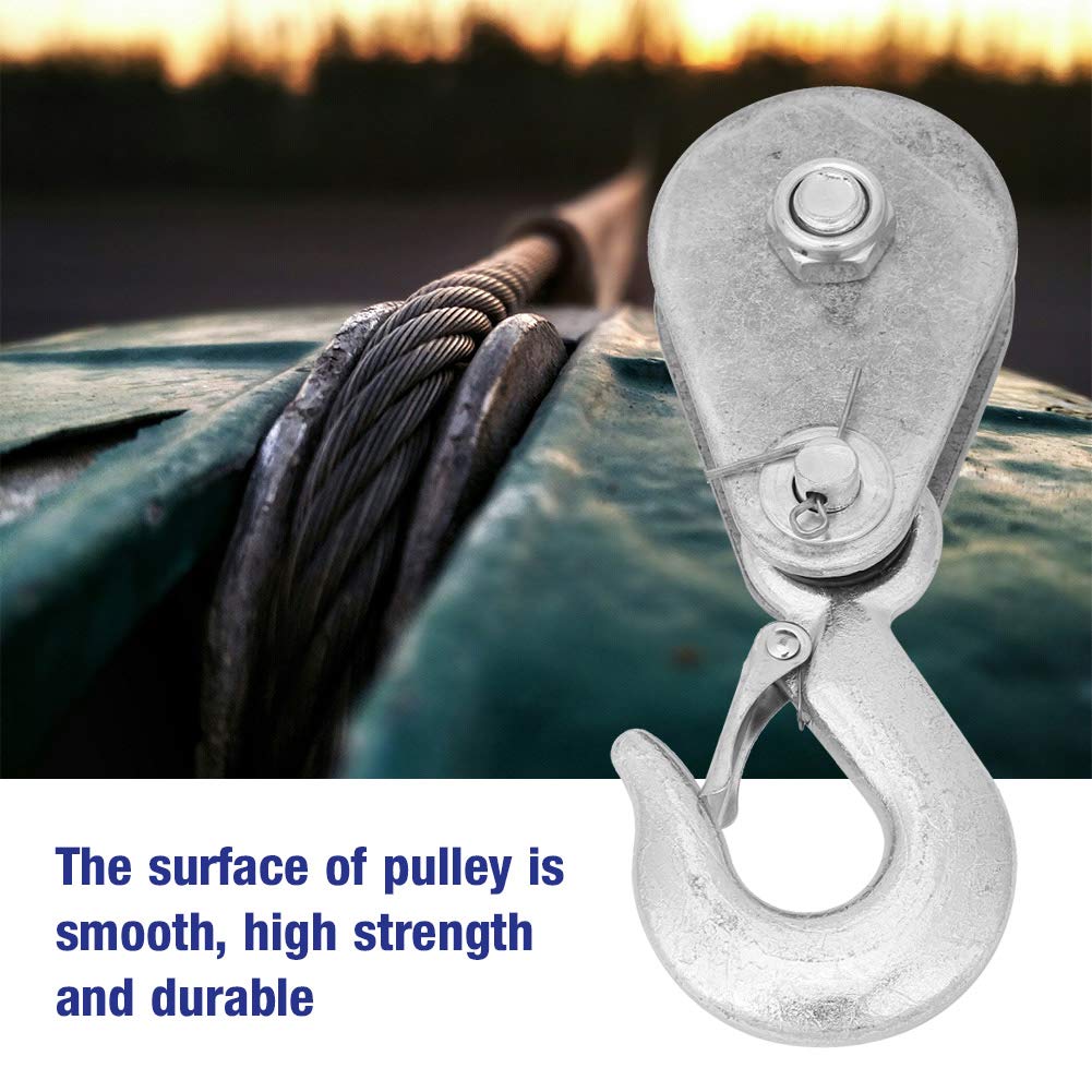 Sunicon Metal Pulley Block, 1Pcs High Strength Steel Single Wheel Lifting Rope Pulley Block for Cable Flat Belt Pulleys (1 ton)