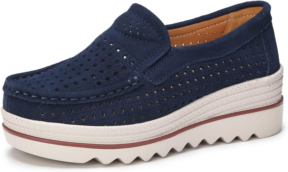 Ruiatoo Womens Slip on Loafers Comfortable Thick Soft Platform Shoes Business Casual Walking Shoes