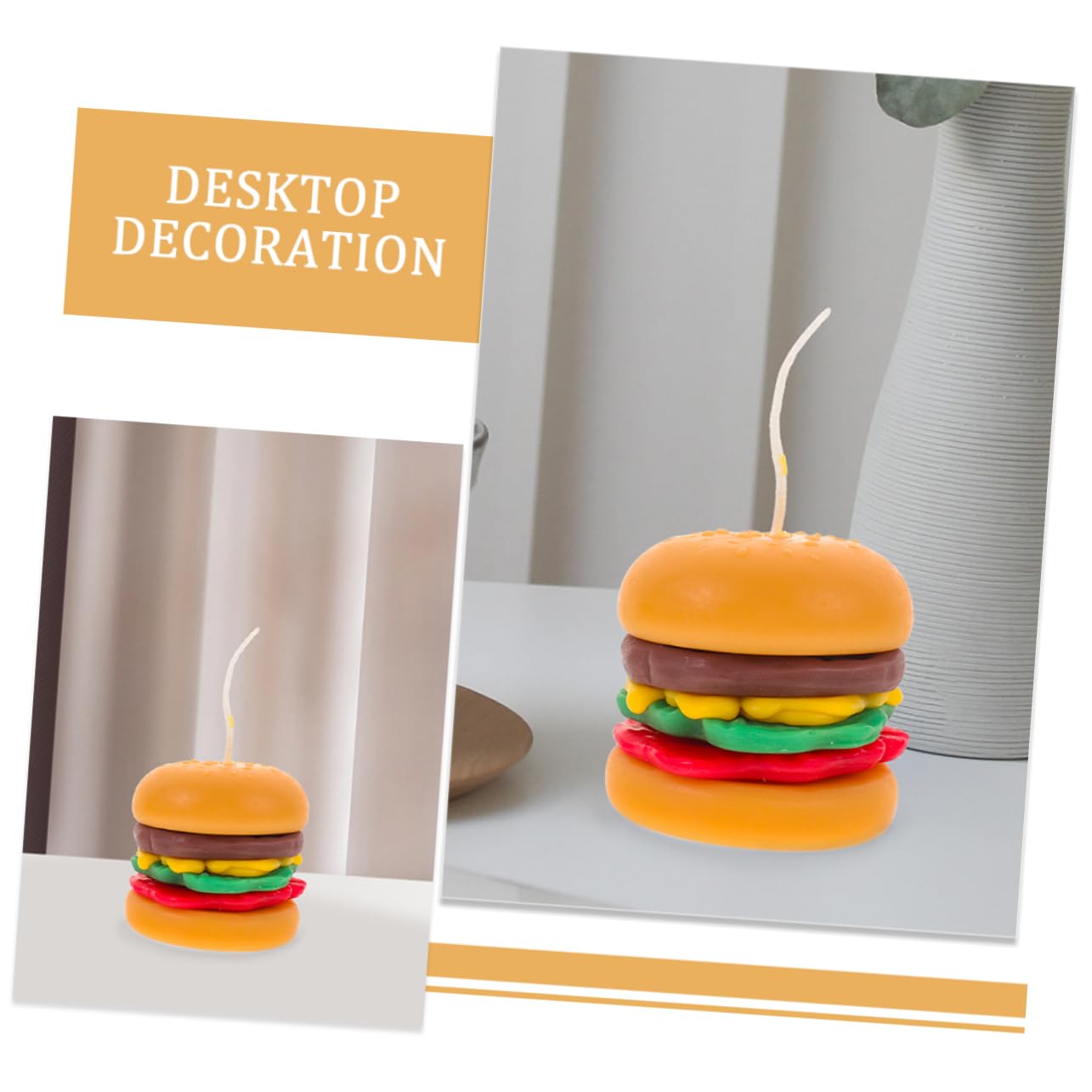 Kleiner Burger Duftkerze 2 Stück aus Wachs, Orange, Dekorativ