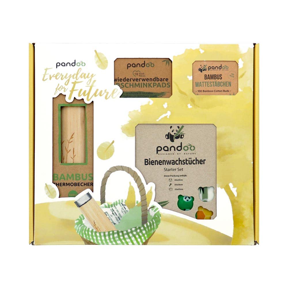 pandoo Set de regalo diario diario de 4 productos para el día a día | Cuatro prácticos productos cotidianos para la cocina, el baño y los viajes, como regalo o para conocer pandoo.