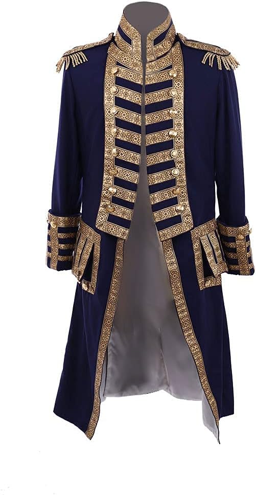 CosplayDiy Men's 18th Century Colonial Military Tailcoat Costume Medieval Regency Tailcoat Jacket