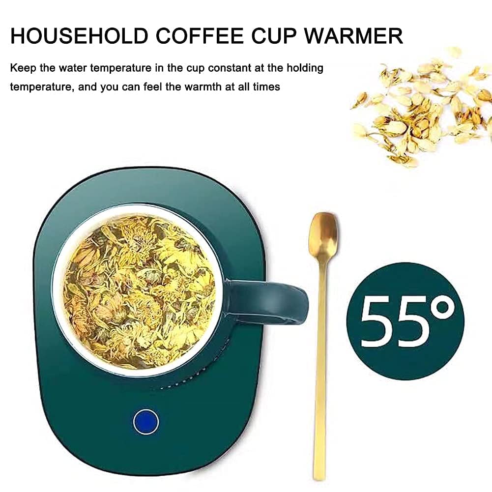 Cápsula USB para taza,calentador de leche,calentador de taza de café,temperatura constante de 55 °,interruptor de sensor de gravedad para té,café,leche,calentador de café para casa u oficina(Verde)