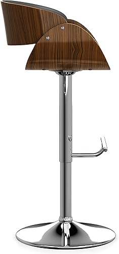 Miniatura 70 de SIMPLIHOME Lowell Taburete de bar giratorio ajustable, silla tapizada de metal de 33 pulgadas de altura del asiento en tela de aspecto de lino gris