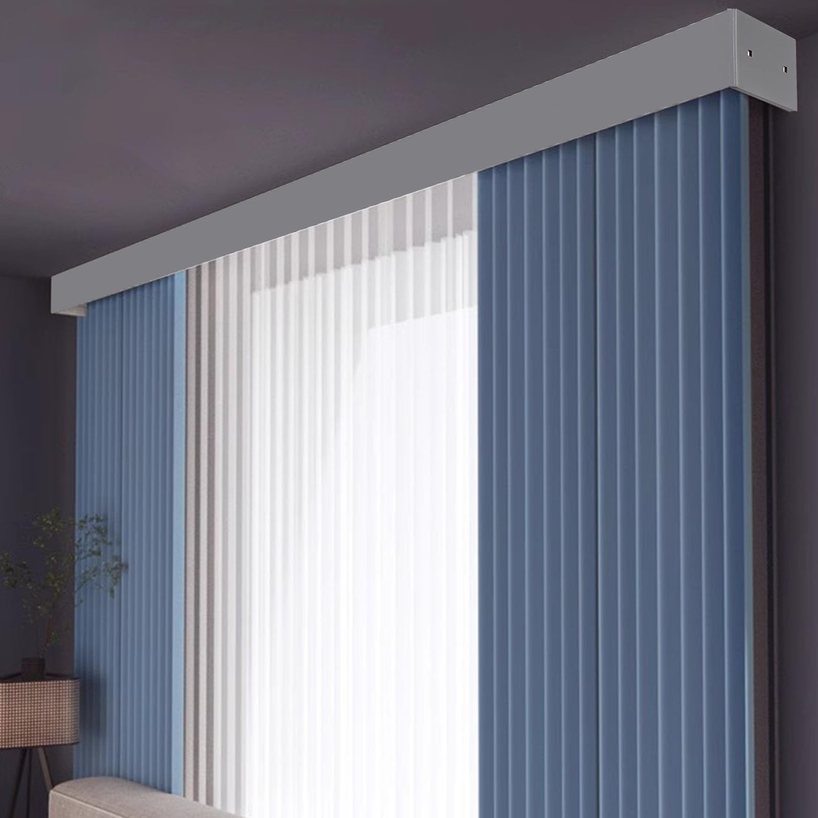 Tringle à rideaux grises en métal : Corniche de plafond 4,2m