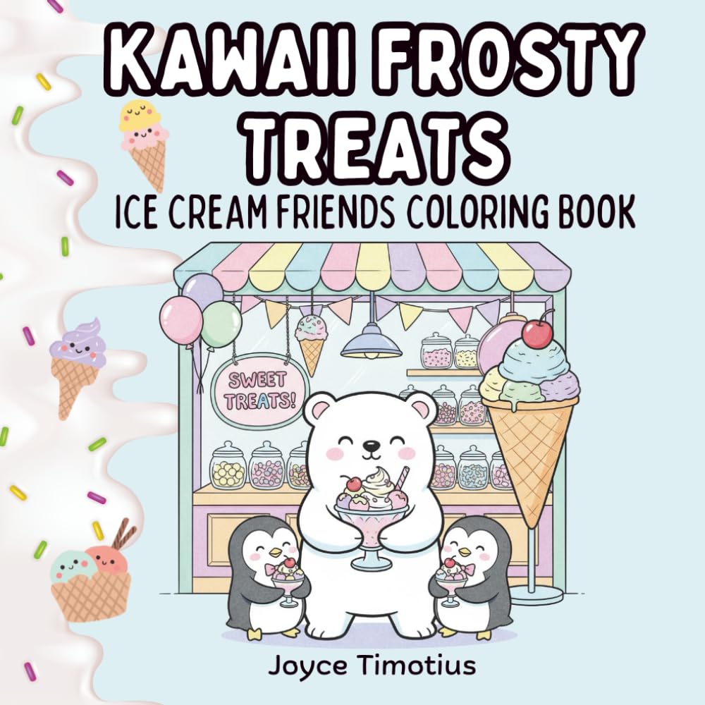 Kawaii Frosty Treats: Ice Cream Friends Coloring Book