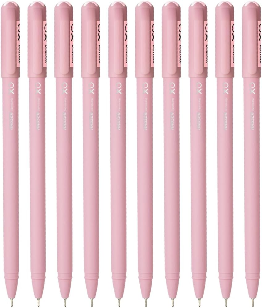 Hauser XO Girls Squad Pink Body 0.6mm Ball Pen | Minimalistic Body with Matt Finish Body | Red Ink, Pack of 20 Pens