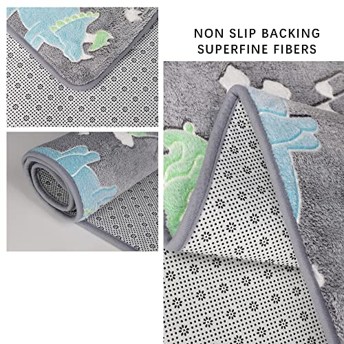 Cute Dinosaur & Leaf Pattern Glow In The Dark Area Rug Area Rug For Living Room Bedroom Playing Room Size 5'X6' #TOP3
