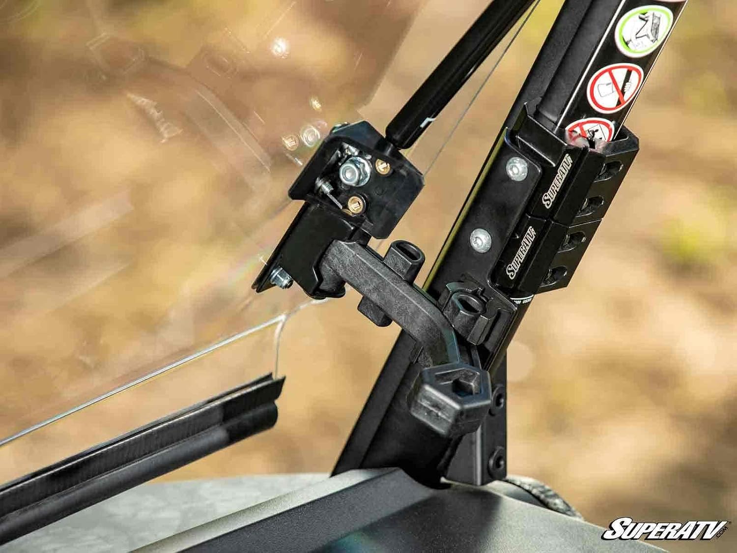 SuperATV Scratch Resistant 3-in-1 Flip Windshield for CFMOTO UForce 600 2021-2022, Made of 1/4" Hard Coated Polycarbonate, Comes Preassembled, Can be Closed, Vented, or Fully Open, USA Made