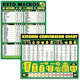 Keto Diet Cheat Sheet and Kitchen Conversion Chart Magnet Combination Bundle - Extra Large Easy to Read 11β x 8.5β Reference Guides for Ketogenic Foods and Cooking, Baking & Recipe Unit Conversions