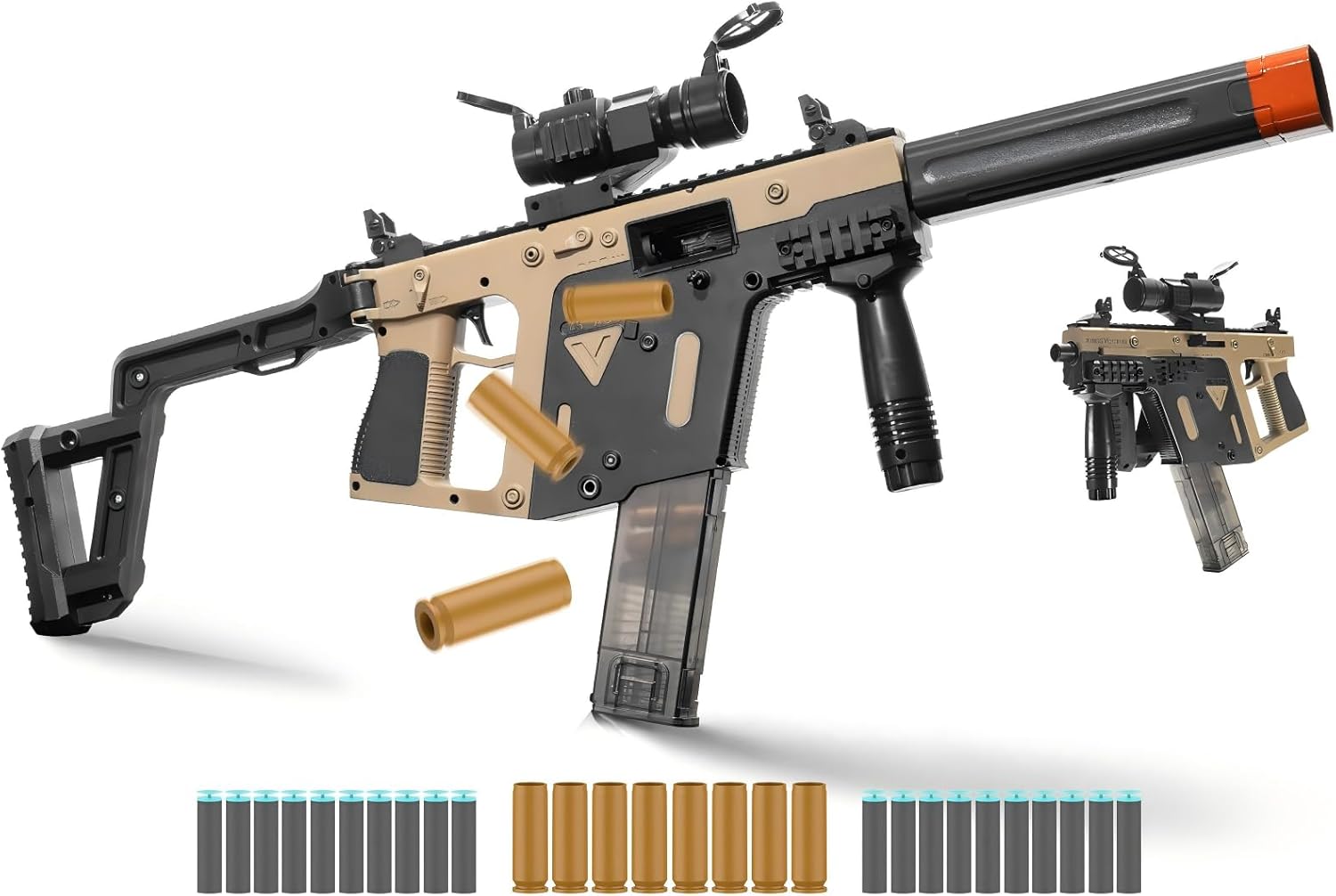 JellyBullet Foam Blaster 721005, Larmside Foam Blaster with Soft Bullets Shell Ejecting, Outdoor Acitivity, 18+ (SandVic)