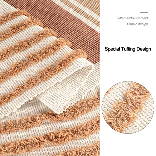Leevan Washable Area Rug 3X5, Durable Bedroom Rug Handmade Entryway Rug Woven Living Room Throw Rug, Farmhouse Nursery Rug Boho Playroom Rug Soft Dining Room Rug Cute Rainbow Rug For Laundry Room #TOP4