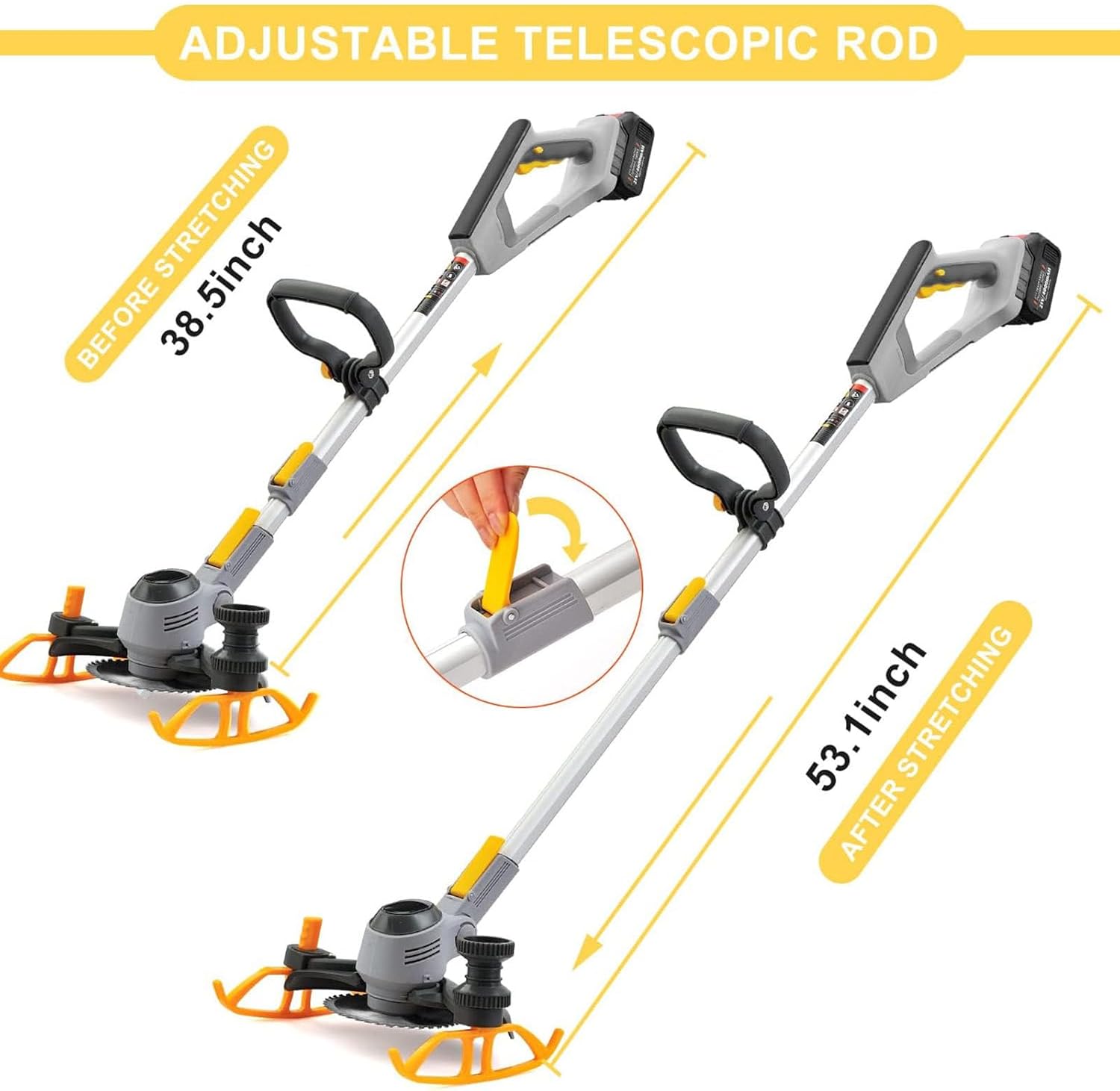 Cordless Weed Wacker & Edger & Lawn Mower with Two 1.5Ah Battery, 21V Electric Cordless Grass Edger Trimmer with Blade and Charger, Small Push String Trimmer for Patio, Lawn&Garden