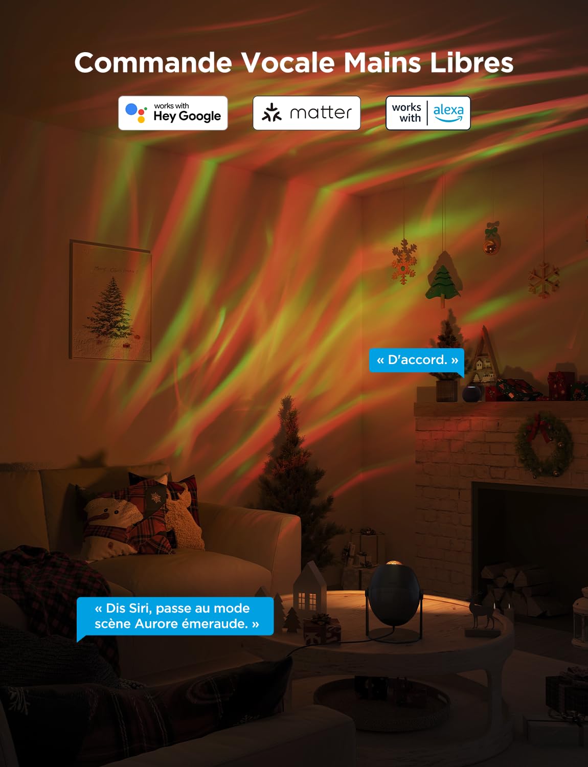 Govee Projecteur Ciel Etoilé LED RGBW Galaxie 52 Scènes 18 Bruits Blancs Lumière Etoiles Plafond Alexa Matter Compatible Timer Veilleuse Enfant
