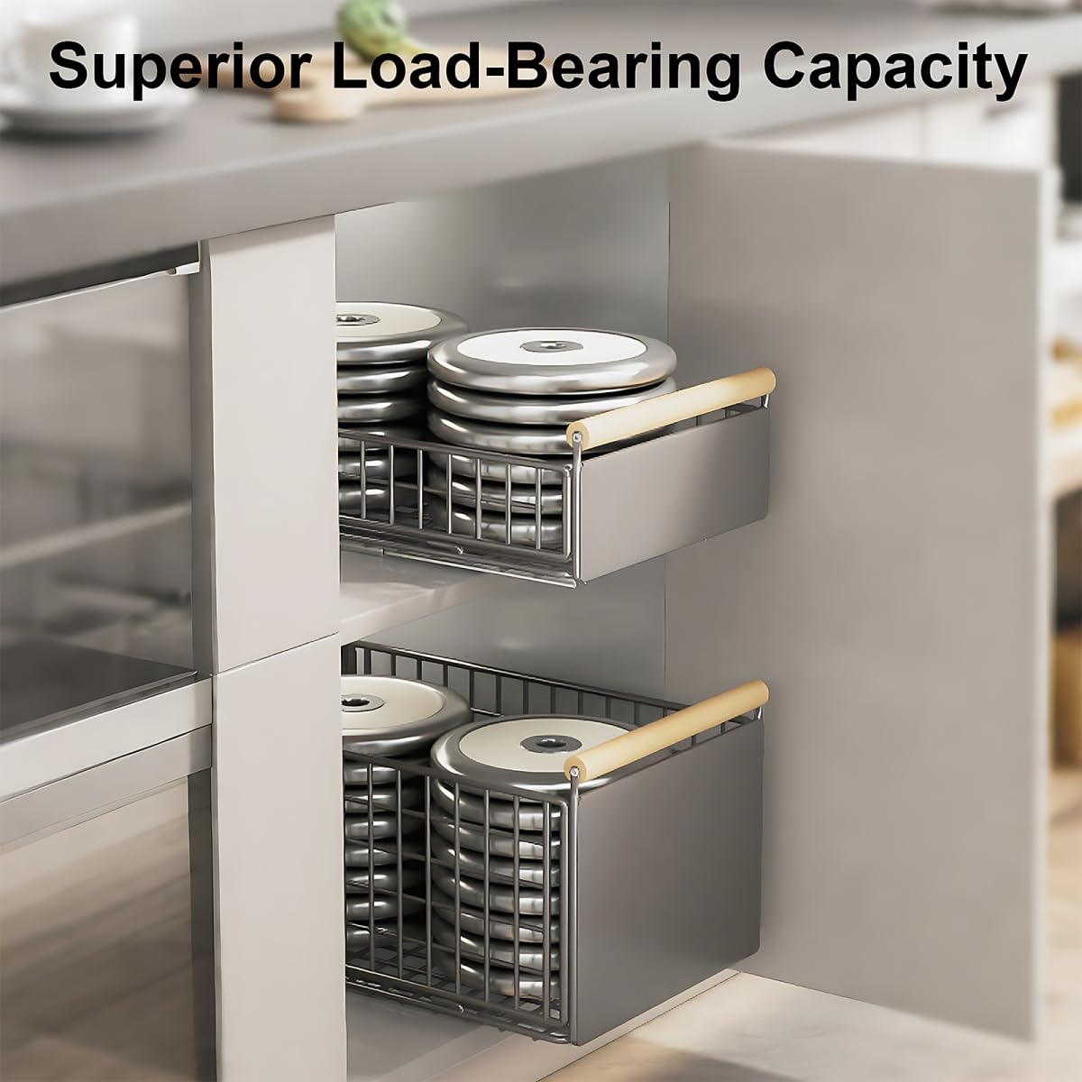 Cassetto telescopico, 2 pezzi, pieghevole, estraibile per cassetti, cucina, 23,5 x 11 x 39,5 ~ 56,5 cm, organizer per armadio in metallo, non necessita di foratura, armadio da cucina, grigio
