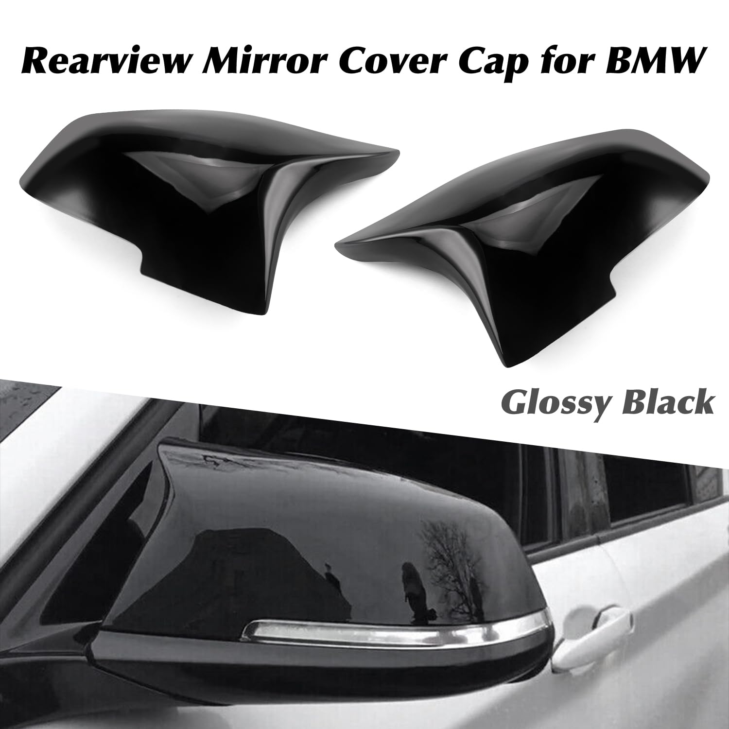 Coperchio Dello Specchio Laterale, Ricambio per Specchietto Retrovisore Compatibile con BMW 5/6/7 Series F10 F11 F18 LCI GT 5GT F07 F06 F12 F13 F01 F02, Nero Lucido, 2 Pezzi