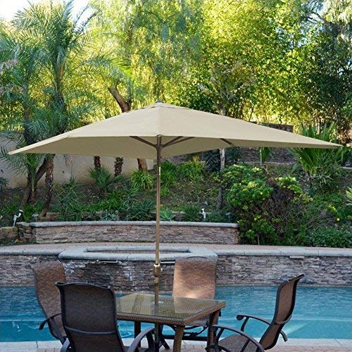 Jeco Aluminum Patio Market Umbrella Tilt with Crank, Fabric & Bronze Pole, Tan, 6.5' x 10' : Patio, Lawn & Garden