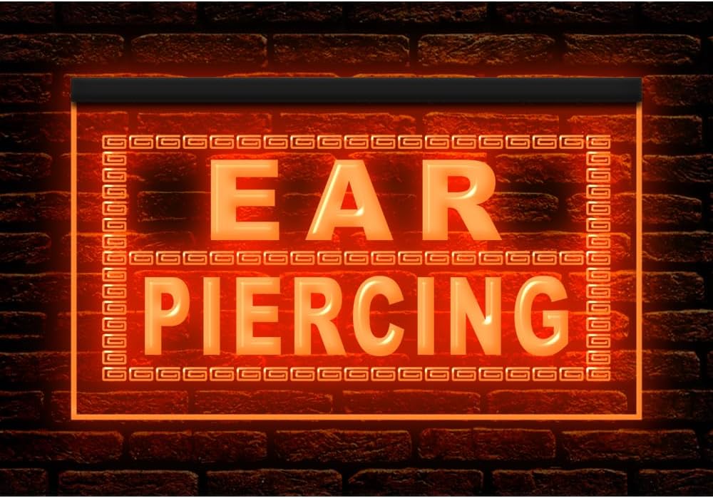100076 Ear Piercing Tattoo Shop Studio Beauty Salon Home Decor Display LED Light Neon Sign (12" X 8", 16 Colors By Remote)