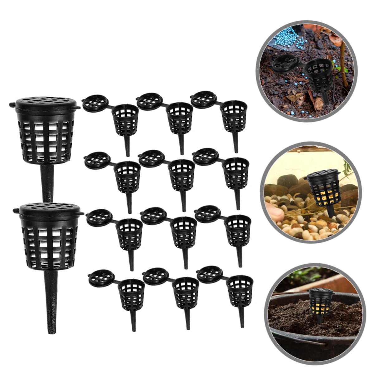 Yardwe 3 Juegos Fertilizante De Loto De Agua Red De Fertilizante Canasta De Bonsai Canasta De s Para Plantas Malla De El Plastico Black 100 Uds * 3