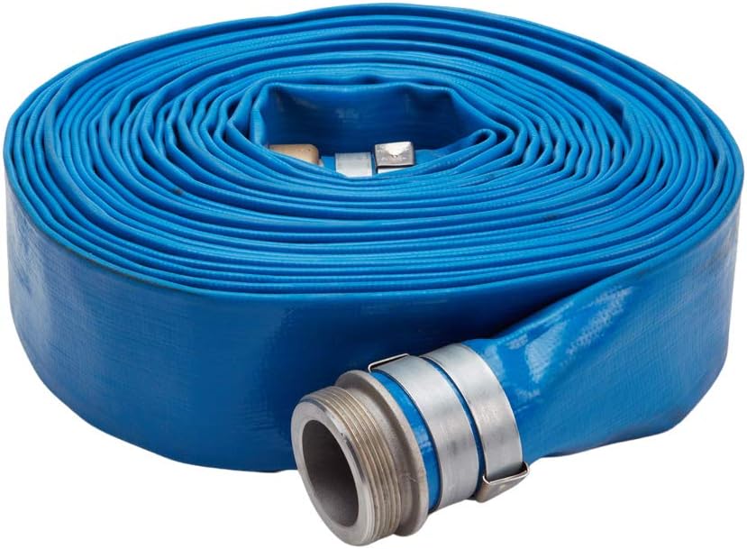 Blue 2" x 100' Pool Pump Water PVC Hose - Backwash Filter Discharge Drain Hose - Blue Lay Flat Trash Pump Rubber Hose : Patio, Lawn & Garden