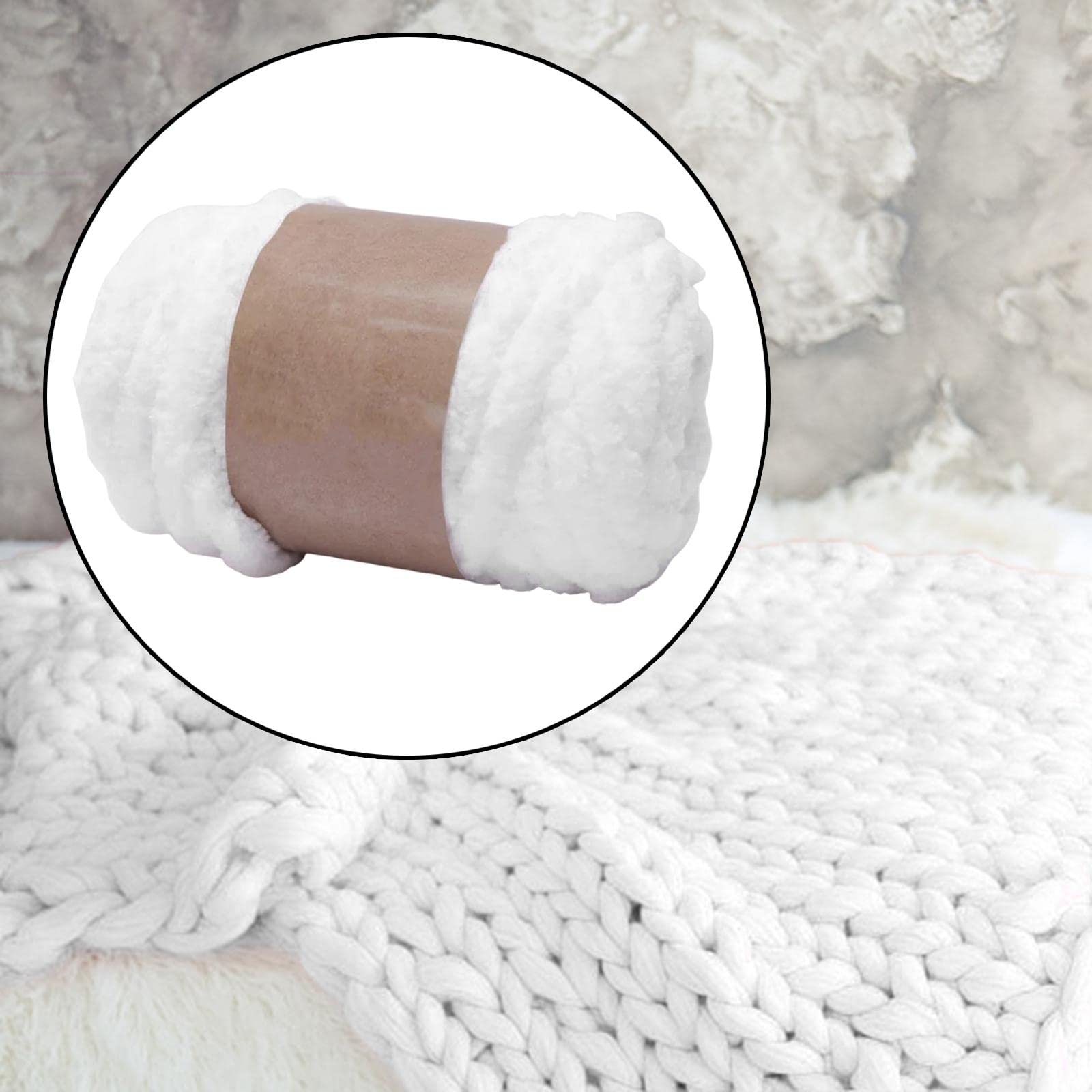 LOVIVER Chunky Wool Yarn Jumbo Yarn for Knitted Blanket Weaving, Sweater, Pet Bed - White, 2 cm - Image 4